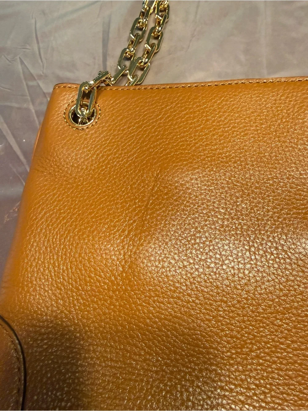 Tory Burch Marsden Swingpack Nut Brown Gold Leather Shoulder Crossbody Bag $428